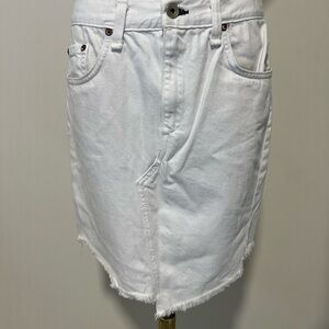 Rag & Bone White Frayed Denim Skirt